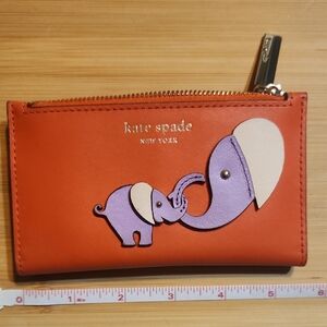 Kate Spade Orange Wallet with Purple Elephant Applique